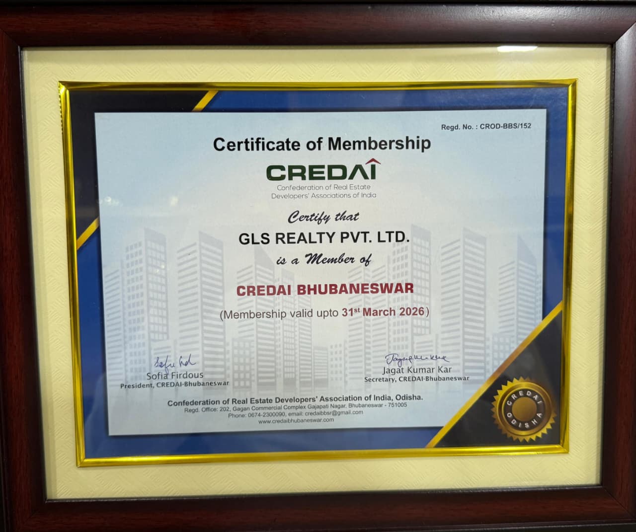 CREDAI CERTIFICATE OF MEMBERSHIP